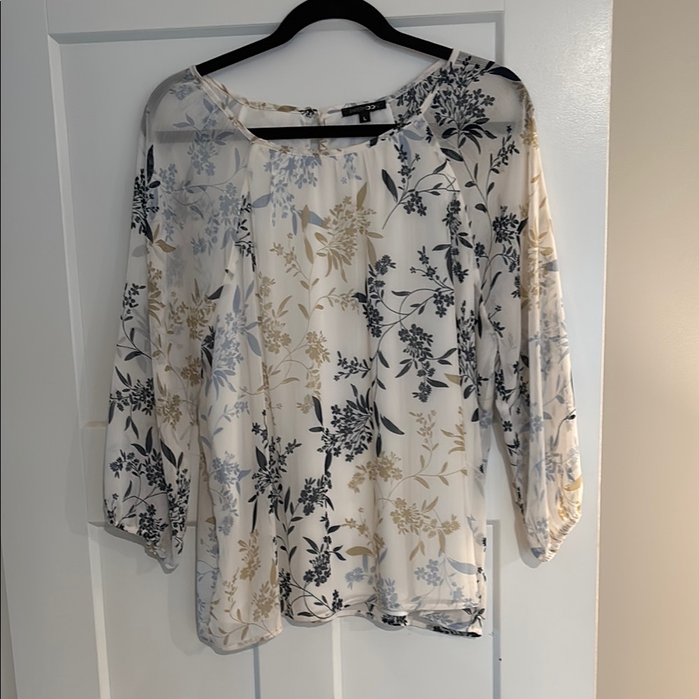 Papermoon Sheer Floral Blouse in Blue and Gold